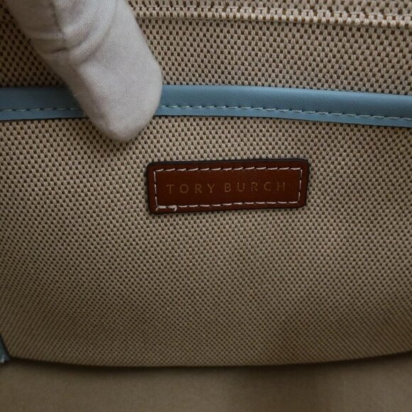 Tory Burch Blake Canvas Small Tote Blue Gold - Picture 11 of 12